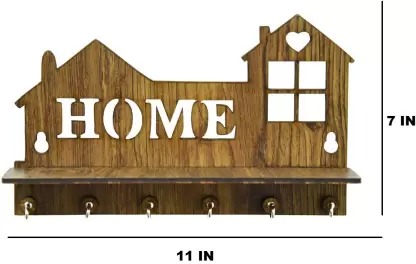 Kana Creation Home Beautiful Wooden Key Holder For Home Wood Key Holder  (6 Hooks,