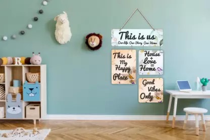 Ocean Garnature Good Vibes Only Decorative Wooden Wall Hanger for Home Decor Accessory  (21 inch X 12 inch, Beige)