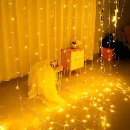 Sayeny Yellow Jharna LED Diwali Light with Multi Modes Waterproof Curtain NET Mesh Waterfall Light for Building, Wedding, Christmas Decoration, Made in India (Yellow,280 LEDs 3.05 M  10x10Ft)
