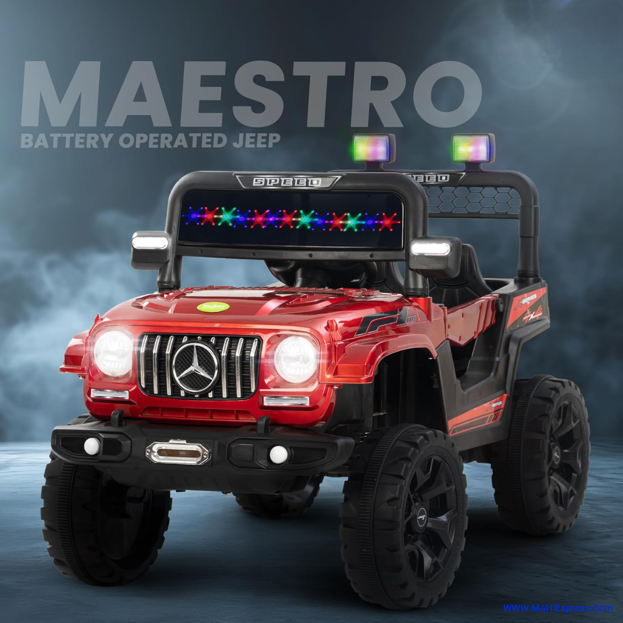 Sayeny Maestro Battery Operated Ride on Electric Jeep Car for Kids | Ride on Baby Car with Music & USB, Kids Baby Big Car | Battery Operated Jeep Car for Kids to Drive 2 to 6 Years (Painted Red)