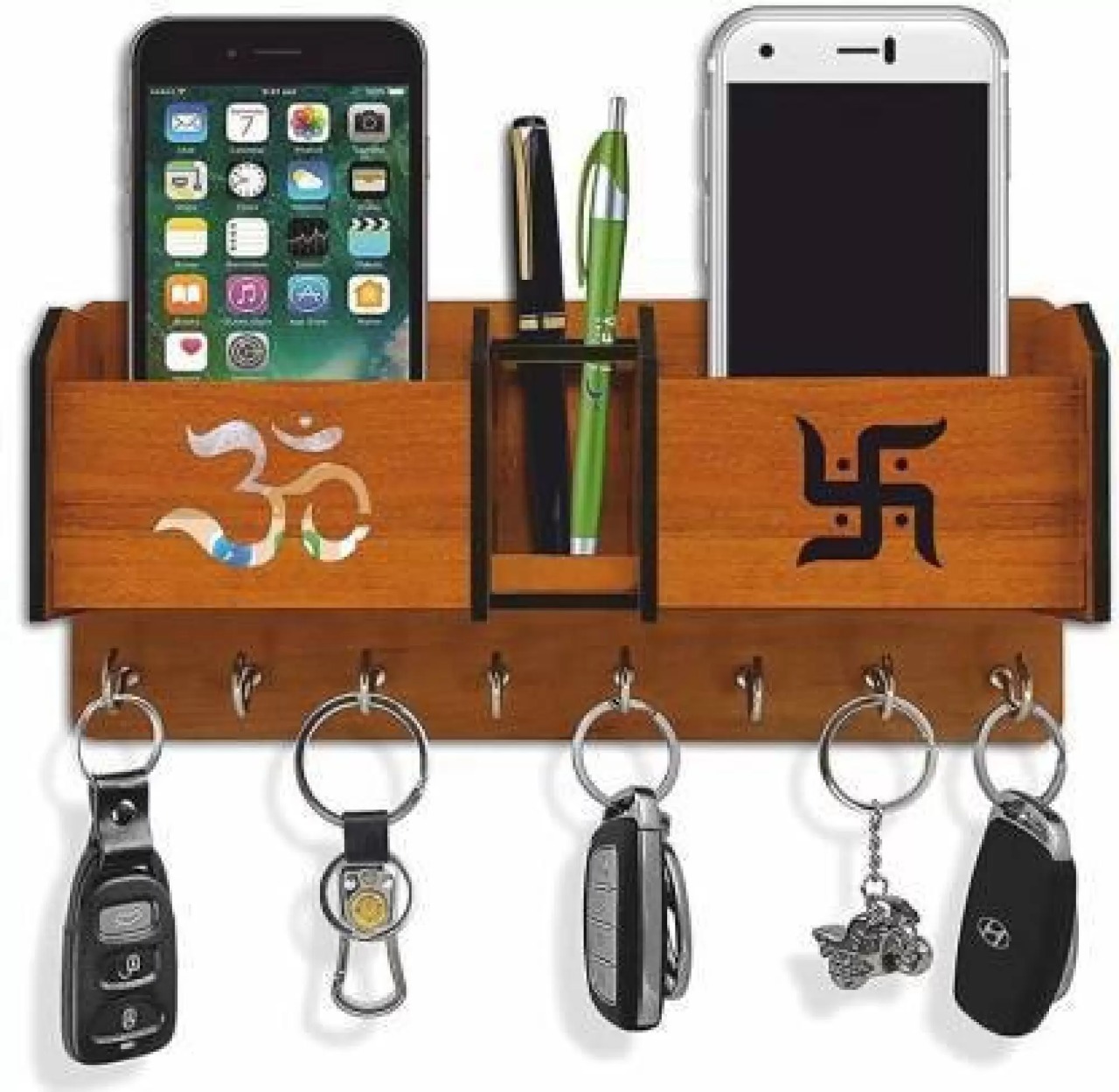 Kana Creation Beautiful Home Wooden Key Holder  (7 Hooks, Multicolor)