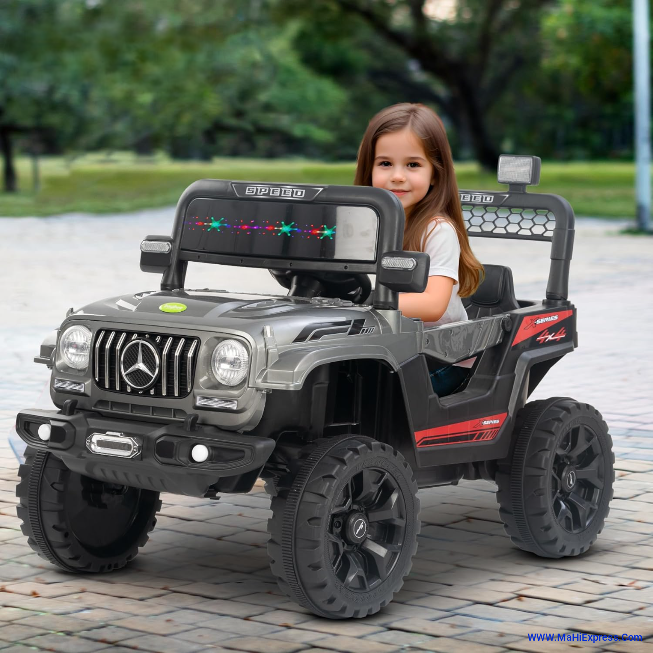Sayeny Maestro Battery Operated Ride on Electric Jeep Car for Kids | Ride on Baby Car with Music & USB, Kids Baby Big Car | Battery Operated Jeep Car for Kids to Drive 2 to 6 Years (Painted ASH)