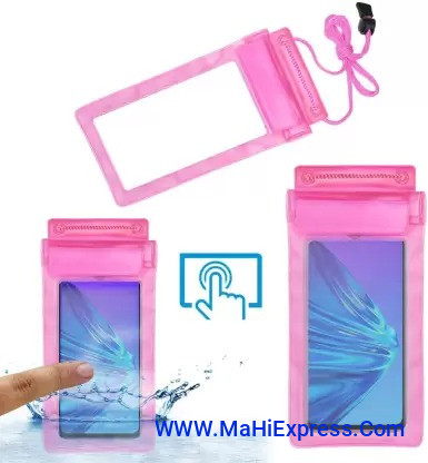 Silicone Zipper Headphone Pouch (Infinix S6 Waterproof Sealed Rain Protection Cover for 7 inches Mobile Phone)