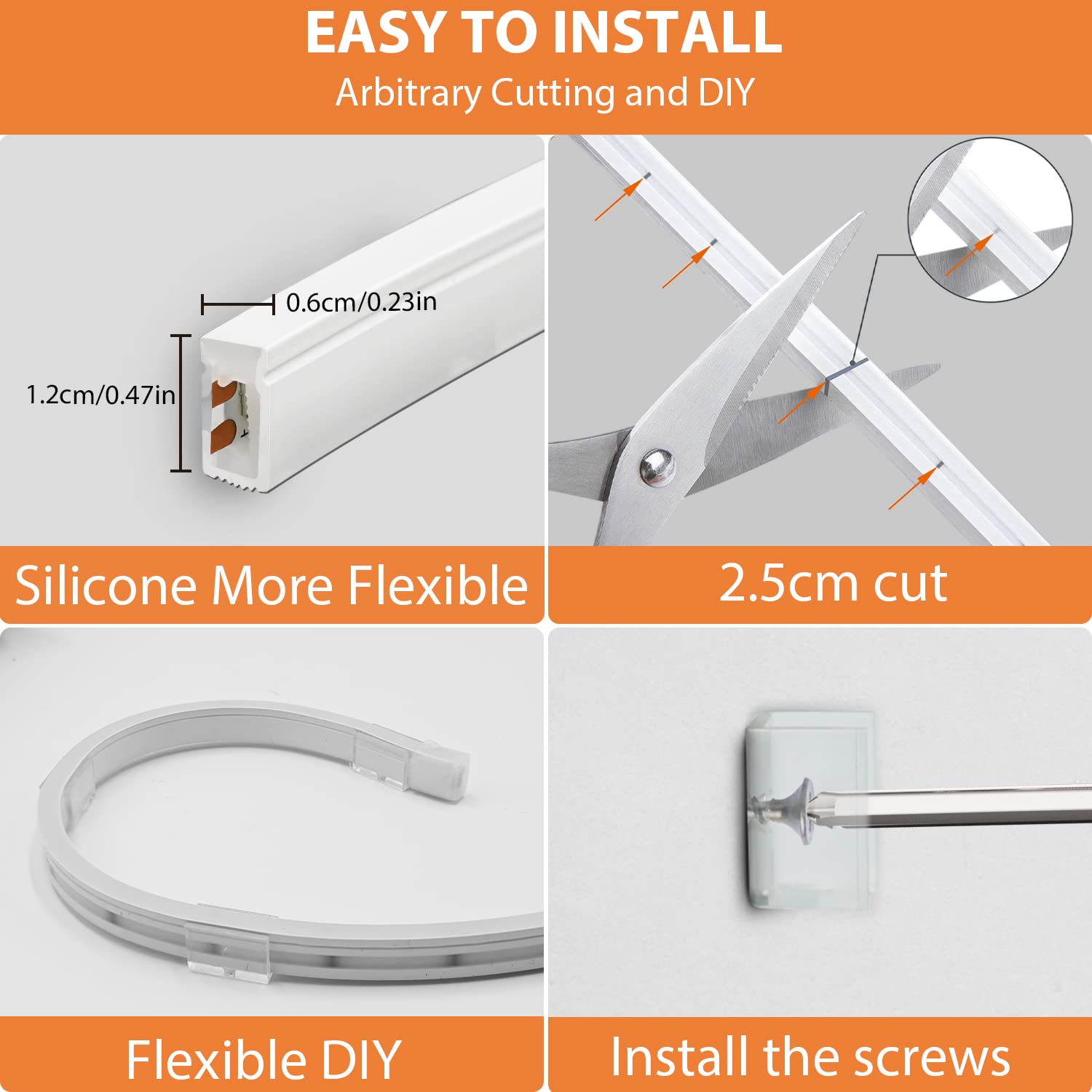 Sayeny 16.4 Feet Neon Lights with 12V Adaptor - Wall Decor Led Strips Lights for Decoration,Cuttable Flexible Decorative Lights for Customized Name |Waterproof Rope Light for Indoor,Outdoor(Orange)