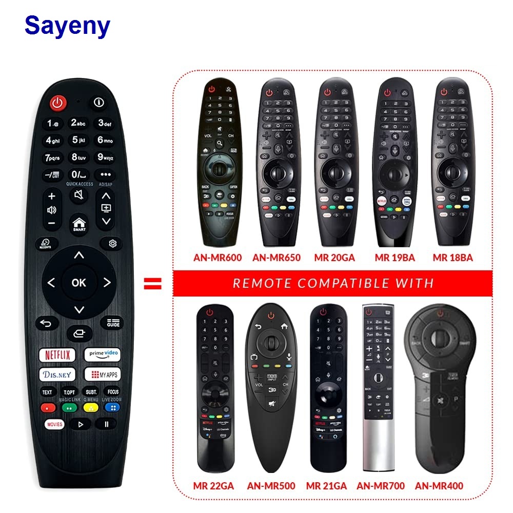 Sayeny Compatible with Lg Tv Magic Smart Remote Original Model AKB75855501 AN-MR20GA Without Scroll Mouse Pointer and Non Voice Command - No Pairing Required Plug & Play Lg Remotes