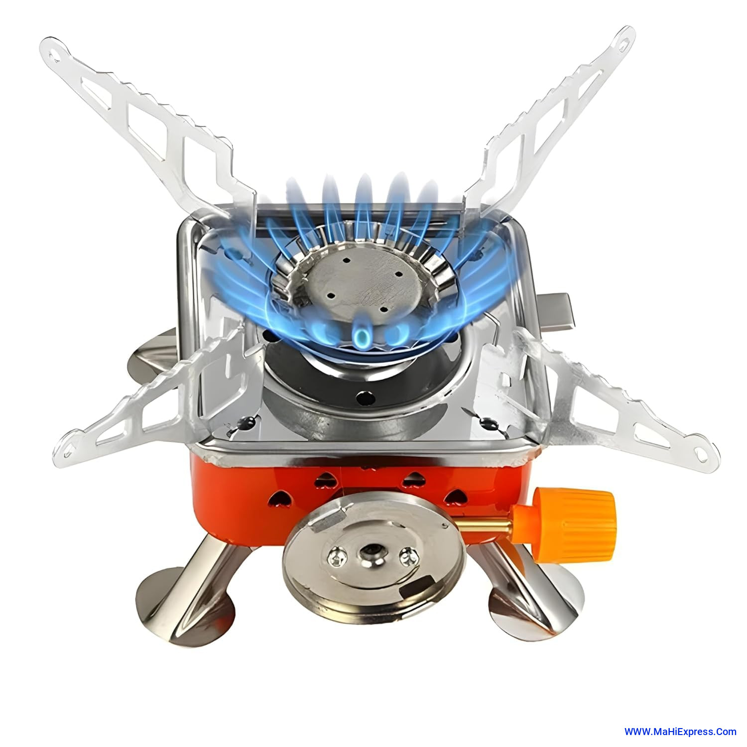 Sayeny Portable Butane Gas Stove – Square Stainless Steel Folding Camping Stove – Ultra-Portable Outdoor Gas Burner for Travel, Hiking, Backpacking, and Picnic Cooking