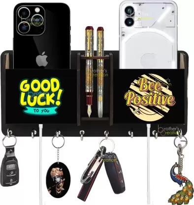 Kana Creation Wall Decor multipurpose design Home Mobile Holder Wood Key Holder  (8 Hooks,
