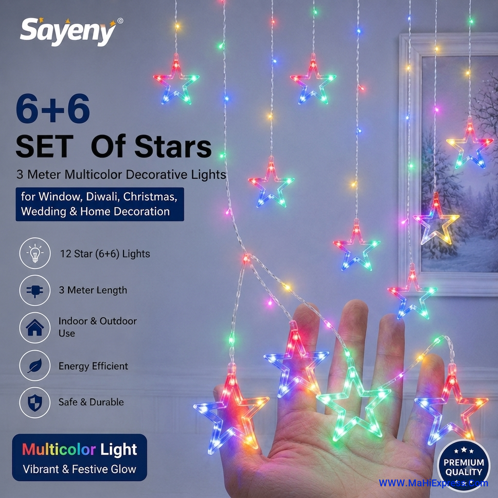Sayeny 6+6 Diya Multicolor Lights, 3 Meter Decorative Lights for Window, Diwali, Christmas, Wedding & Home Decoration