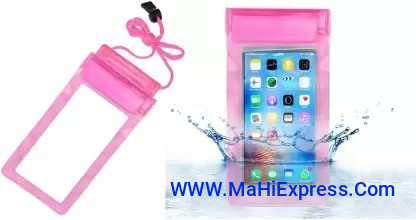 Pouch for PVC Waterproof Sealed Rain Protection Pouch Cover for 7 inches Mobile Phone (Pink, Flexible, Silicon, Pack of: 1)