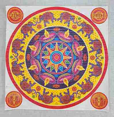 Rangoli Self Adhesive Waterproof Diwali 3D Golden Floor/ Elephant,Deepak Stickers (Multicolor) for Occasions, Diwali, Poonam,in (35x35 cm) Size. Pack Of 2pcs