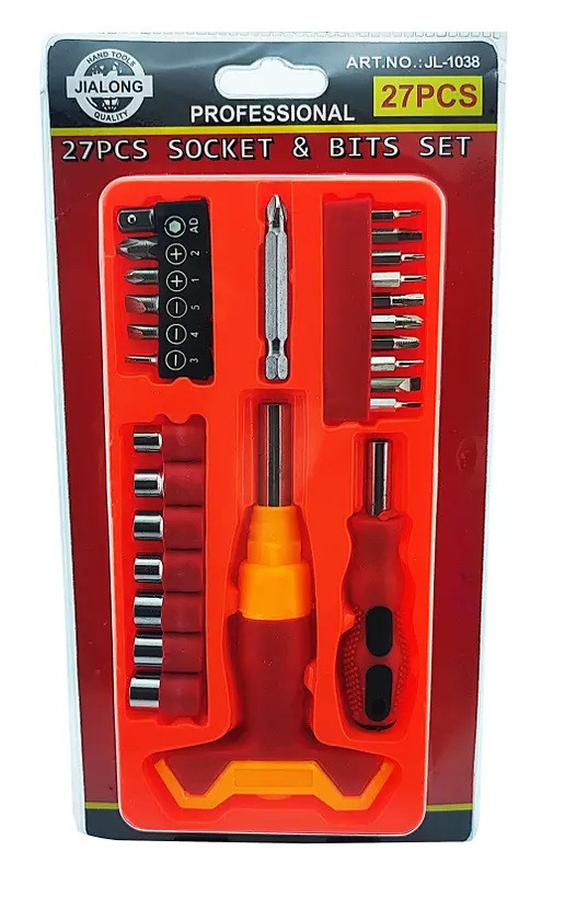 Multi purpose 27 Pcs Screwdriver Socket Set & Bit Tool Kit Set Jackly Tool kit Combination Tool Wrench Tool Kit Magnetic Toolkit For Home, Office, Car, Bike(JL-1038)