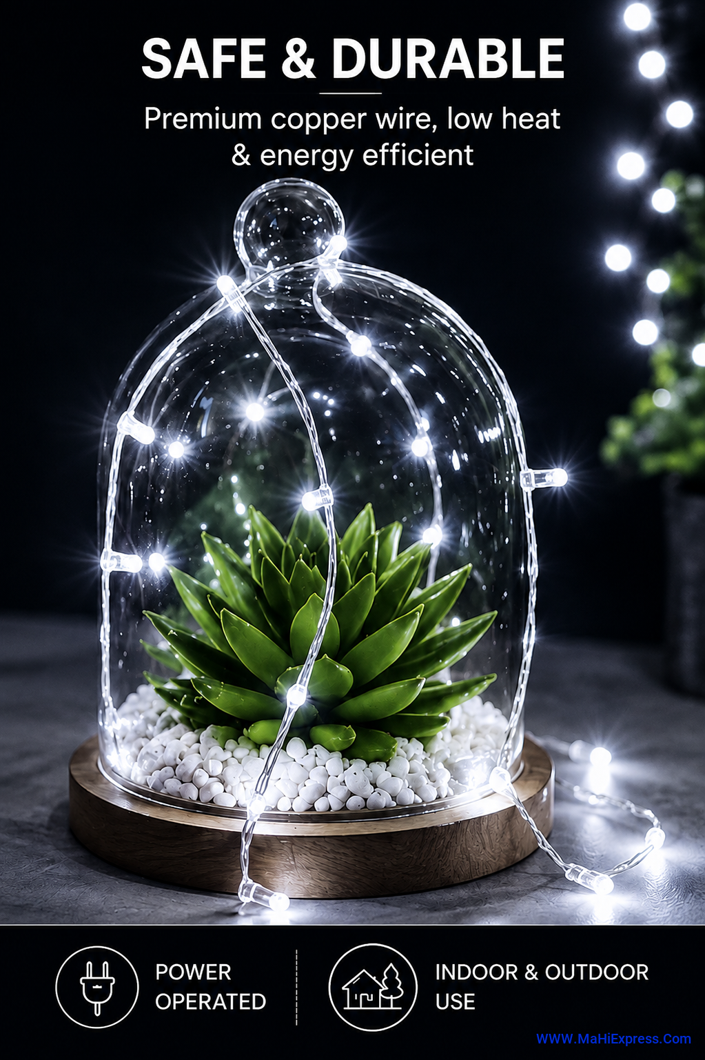 40 LED 15m White Steady Ball Rice Lights (Pack of 1) | Waterproof Decorative Fairy String Lights for Home, Diwali, Christmas, Garden & Party Decoration