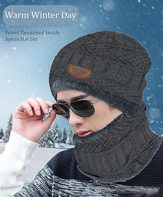 Sagar Apparel Women & Men Hat & Scarf, Velvet Neck Scarf Beanie Hat Skiing Hat Hiking Sports for Autumn Winter, Free Size (Muffler Or Topi)