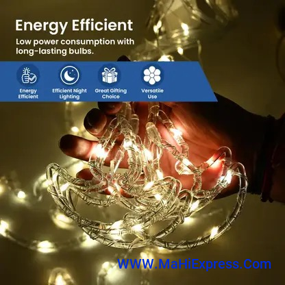 Sayeny Fairy Diya Curtain LED String Light 10 Diyas 96 LED, 3 Meter (5+5) with 8 Modes Window Curtain Decorative Light for Home Decoration, Plug-in (Warm White)