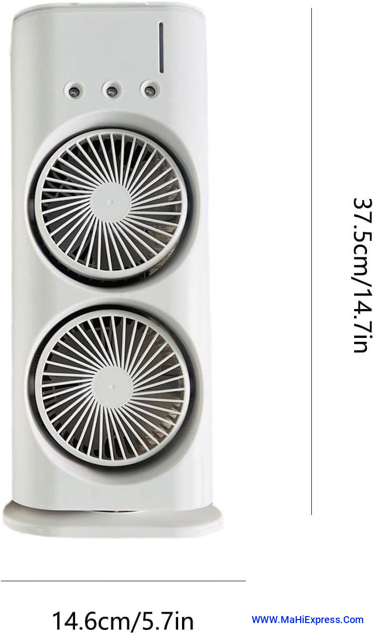 Sayeny Double Ended Spray Fan Cooler, 2025 New 3 Gears USB Rechargeable Quiet fan with LED Light & Remote Control, Mini Cooler for Business & Home Use, Energy Saving, Heatstroke Prevention