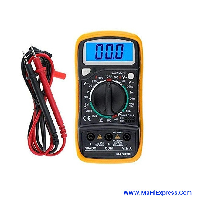 Digital Multimeter V MAS 830 LB, 3½ Digits (2000 Counts), 600 V AC/DC, with Backlight