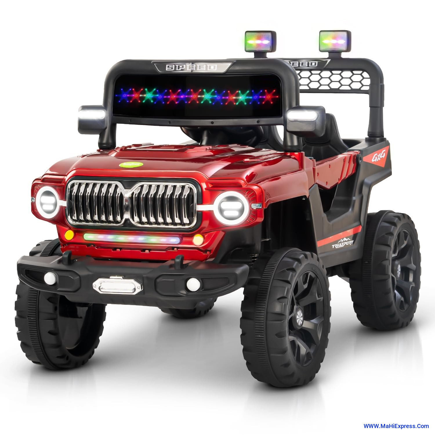 Sayeny Elento Battery Operated Ride on Electric Jeep Car for Kids | Ride on Baby Car with Music & USB, Kids Baby Big Car | Battery Operated Jeep Car for Kids to Drive 2 to 6 Years (Painted Red)
