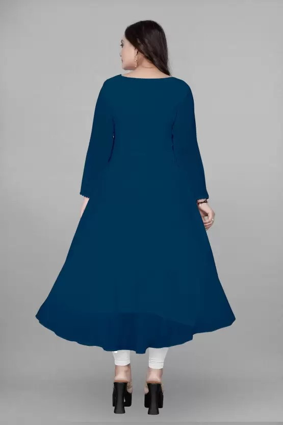 Women's Solid Georgette Lightweight and Comfortable Half Sleeve Latest Kurti (D_B_5023-Green-XX-Large)