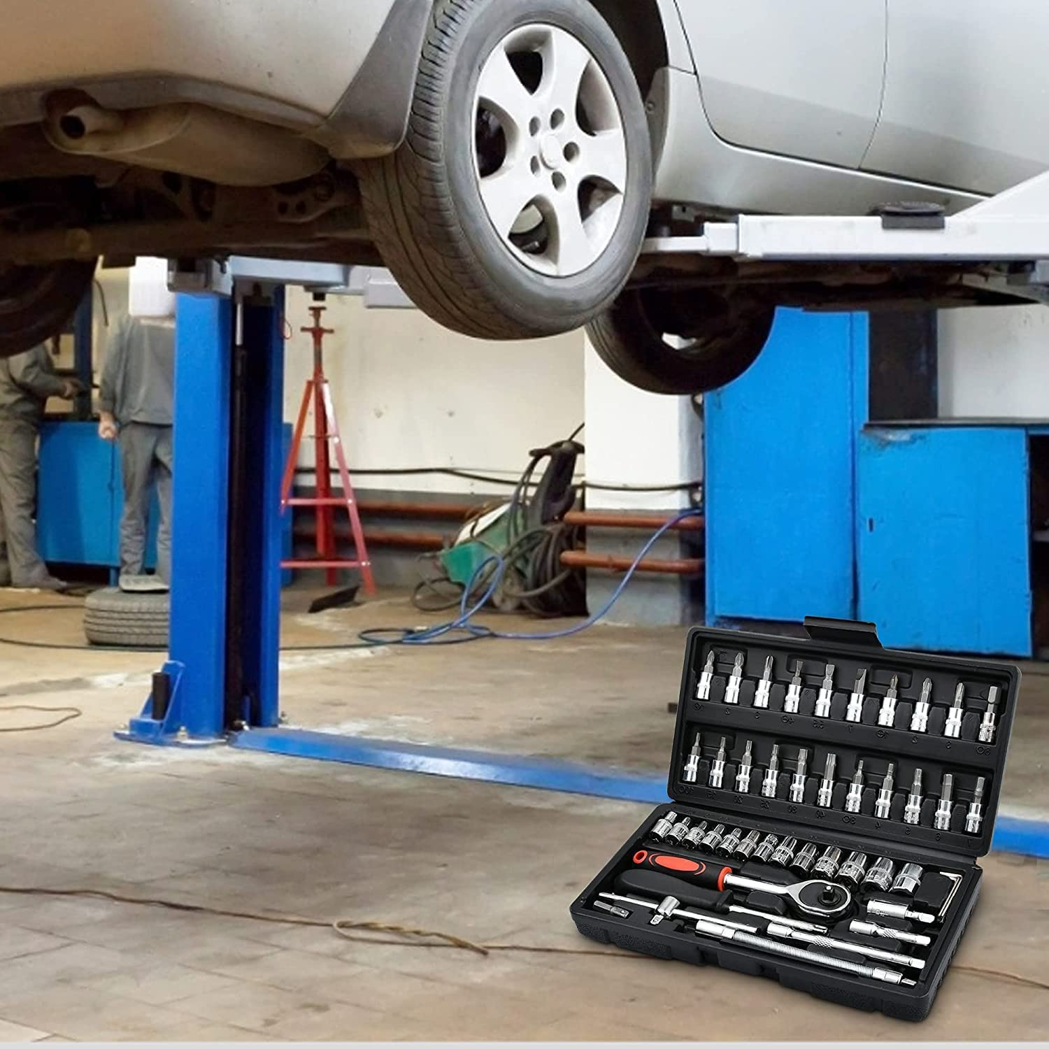 Sayeny 46 In 1 Pcs Tool Kit & Screwdriver and Socket Set,Hand Tool Kit Wrench Set Multi Purpose Combination Tool Case Precision Socket Set,Bike Tool Kit Set All Bike, Car Tool Kit Set (multi color)