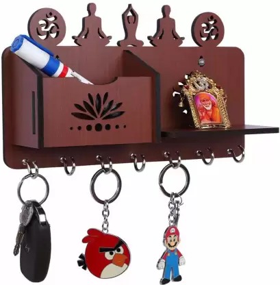 Kana Creation  WT-KeyHolder Wood Key Holder (7 Hooks, Beige) Wood Key Holder  (7 Hooks, Beige)