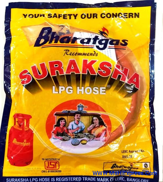 Suraksha Gas Pipe,Hose Pipe for Home Gas Stove USE with ISI Mark Size 1.5 MTRS Orange (1.5 mtrs)