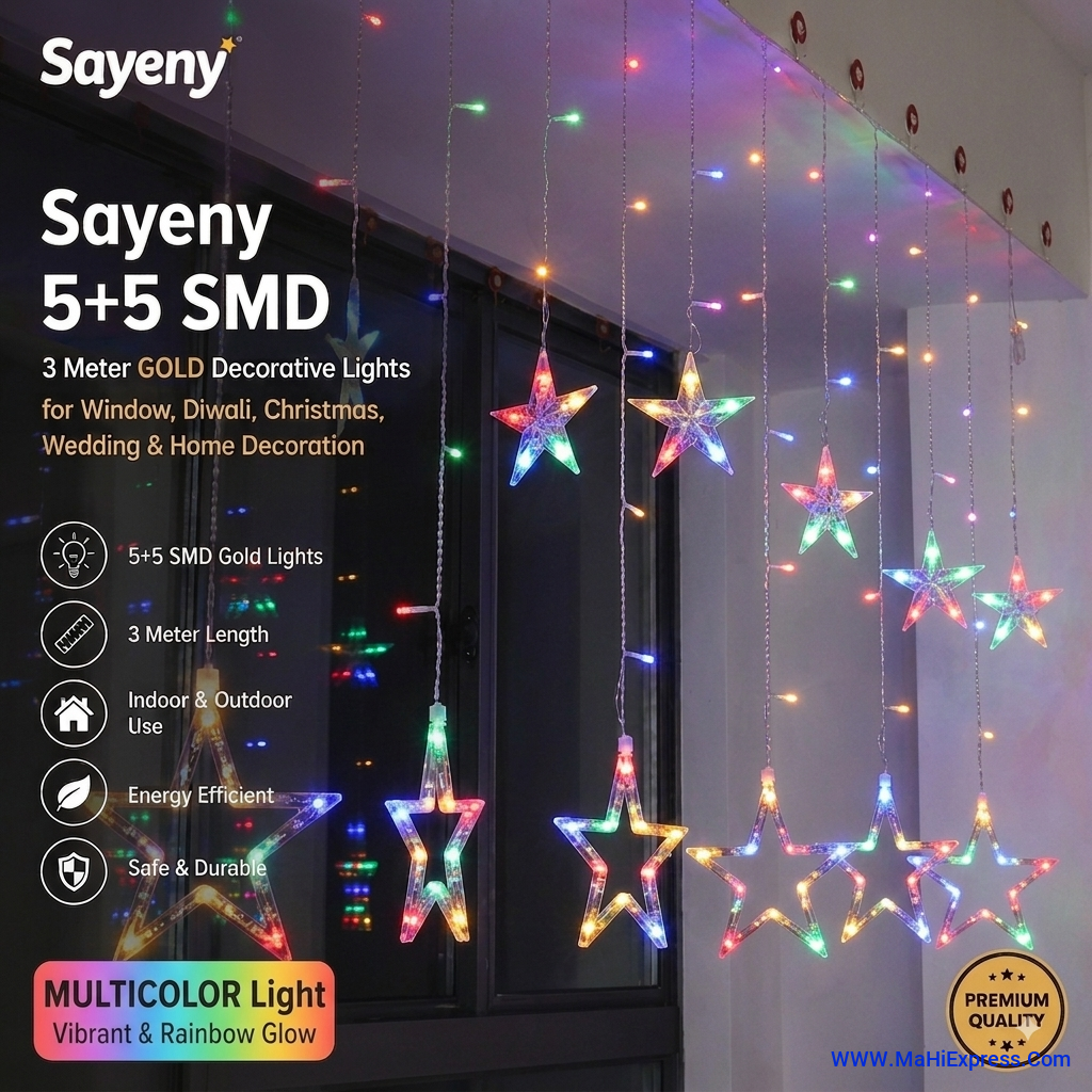 Sayeny 5+5 LED Lights, 3 Meter Multicolor Decorative Lights for Window, Diwali, Christmas, Wedding & Home Decoration