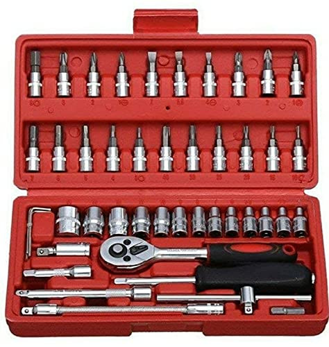 Sayeny Socket Set Tool Ratchet Torque Wrench Combo Tools Kit Car Repair Tools Set Socket Set Combination Screwdriver (Pack of 46)