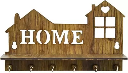 Kana Creation Home Beautiful Wooden Key Holder For Home Wood Key Holder  (6 Hooks,