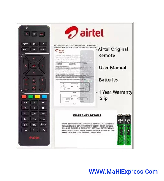 Sayeny Airtel Universal 100% Genuine HD Recording Universal Airtel DTH Remote Controller  (Black)