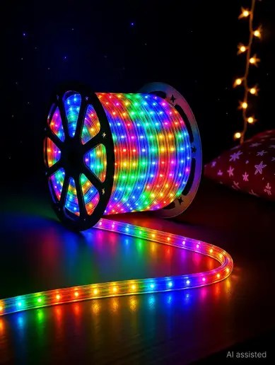 Sayeny 1200 LED 10MTR Multicolor Steady String Rice Lights for Diwali, Christmas, weddings, parties, home, balcony, garden, indoor and outdoor decoration.