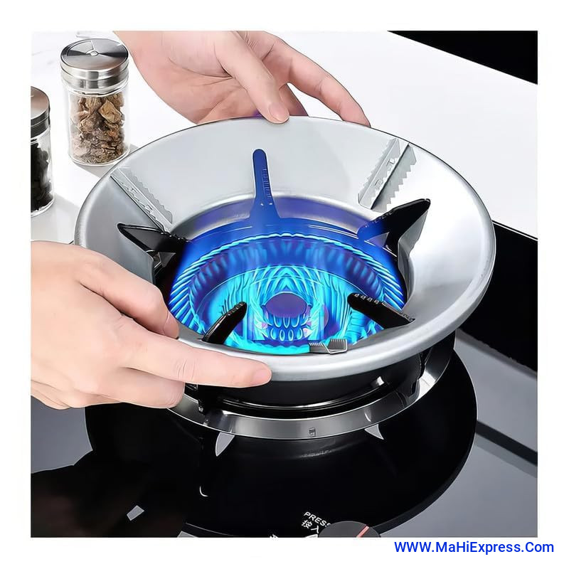 Sayeny Silver Gas Saver Burner Stand for Kitchen | Windproof, Anti Rust & Skid Design, High Temp Resistant | Metal | with 4 Supported Legs | Universal Fitting | Chula | Pack of 1