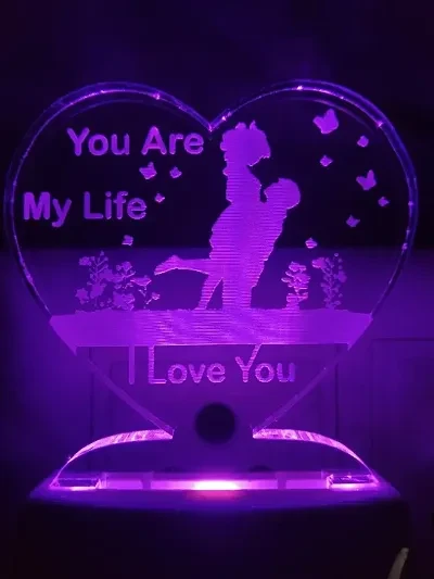 Sayeny You Are My Life Love Couple Night Lamp 3d Beautiful Illumination For Home, Bedroom With 7 Color Led Changing Light Night Lamp And Office Night Lamp