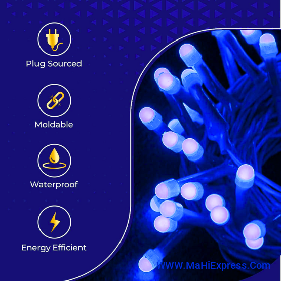 Sayeny Galaxy Pixel Light | Festive Ladi Lights | 13 Meter | 40 LEDs | Blue | Pack of 1 | Direct 2-pin Plug | BIS Safe Wire | for Home Decoration, Diwali, Festival, Birthday, Marriage