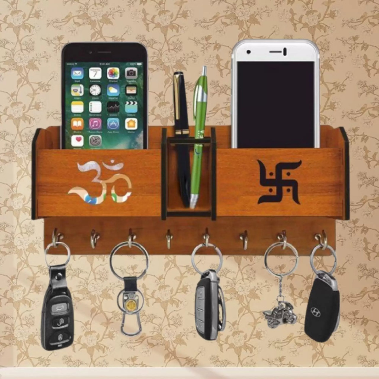 Kana Creation Beautiful Home Wooden Key Holder  (7 Hooks, Multicolor)