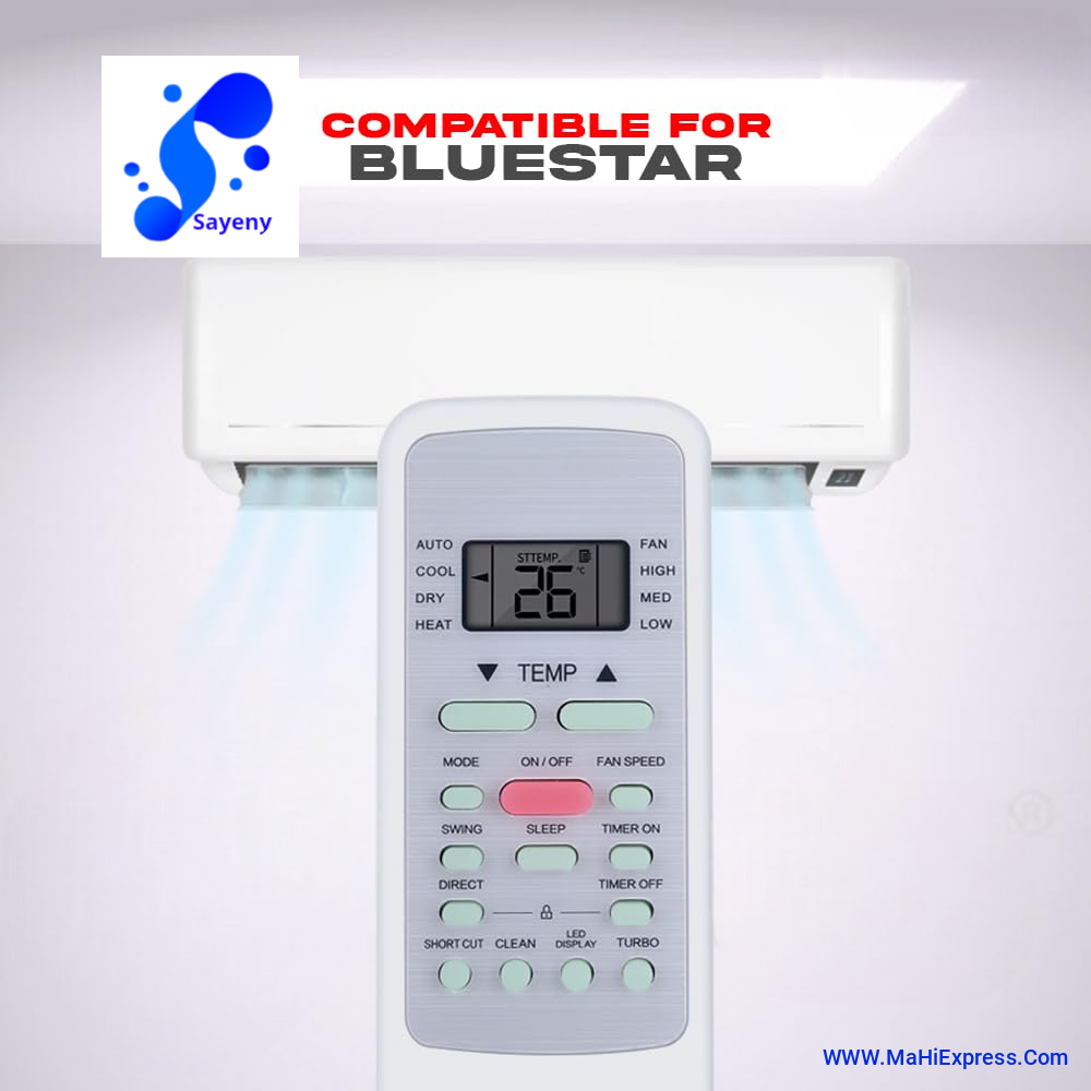 Sayeny Compatible with Blue Star AC Remote Original 12A Model Suitable 1 1.5 2 Ton Split and Window Air Conditioner - Make Sure Existing Remote Control Match Exactly of Each Keys