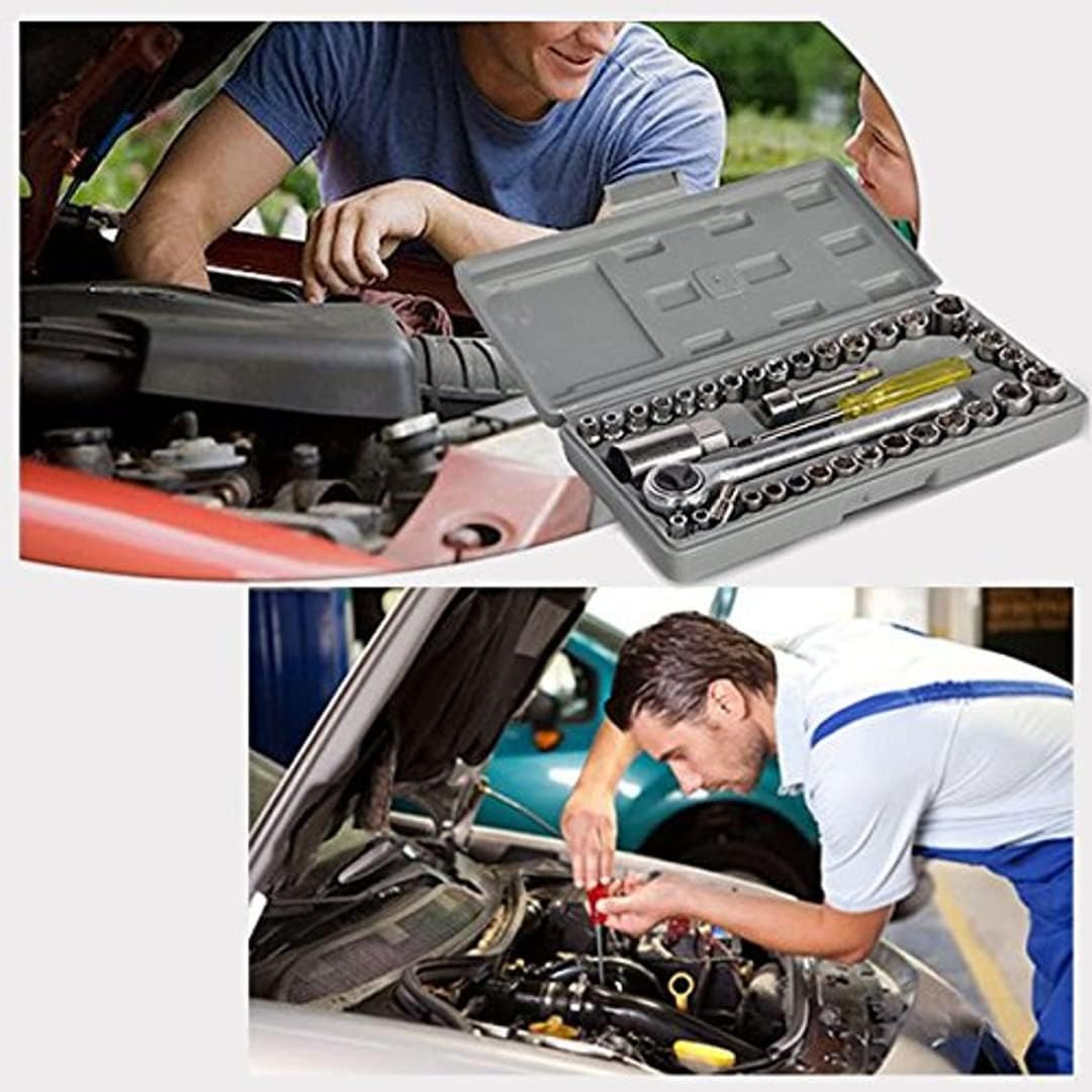 Sayeny Tool Kit I Multi-Purpose Combination Tool Case Precision Socket Wrench Set I DIY Repair Tool Kit I for Auto Car Bike Repairing Hand Tools I Multicolor - Set of 40