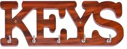 Kana Creation Wood Key Holder  (5 Hooks, Brown)