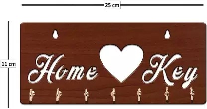 Kana Creation Home key Wooden Key Holder (7 Hooks, Brown) Wood Key Holder  (7 Hooks, Brown)