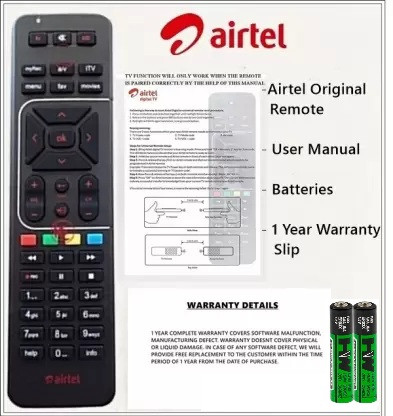 Airtel DigitalTV DTH Television, Setup Box Remote Compatible for SD and HD Recording (Black)