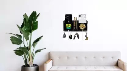 Kana Creation Wall Decor multipurpose design Home Mobile Holder Wood Key Holder  (8 Hooks,