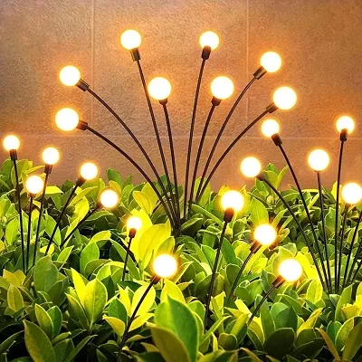 Sayeny Innovation Home Inside Firefly Outdoor Solar Lights 8 LED with Flash Mode, Starburst Swaying Warm Garden Light | Path Lights for Pots, Balcony, Crystal Ball Firefly 8 Light