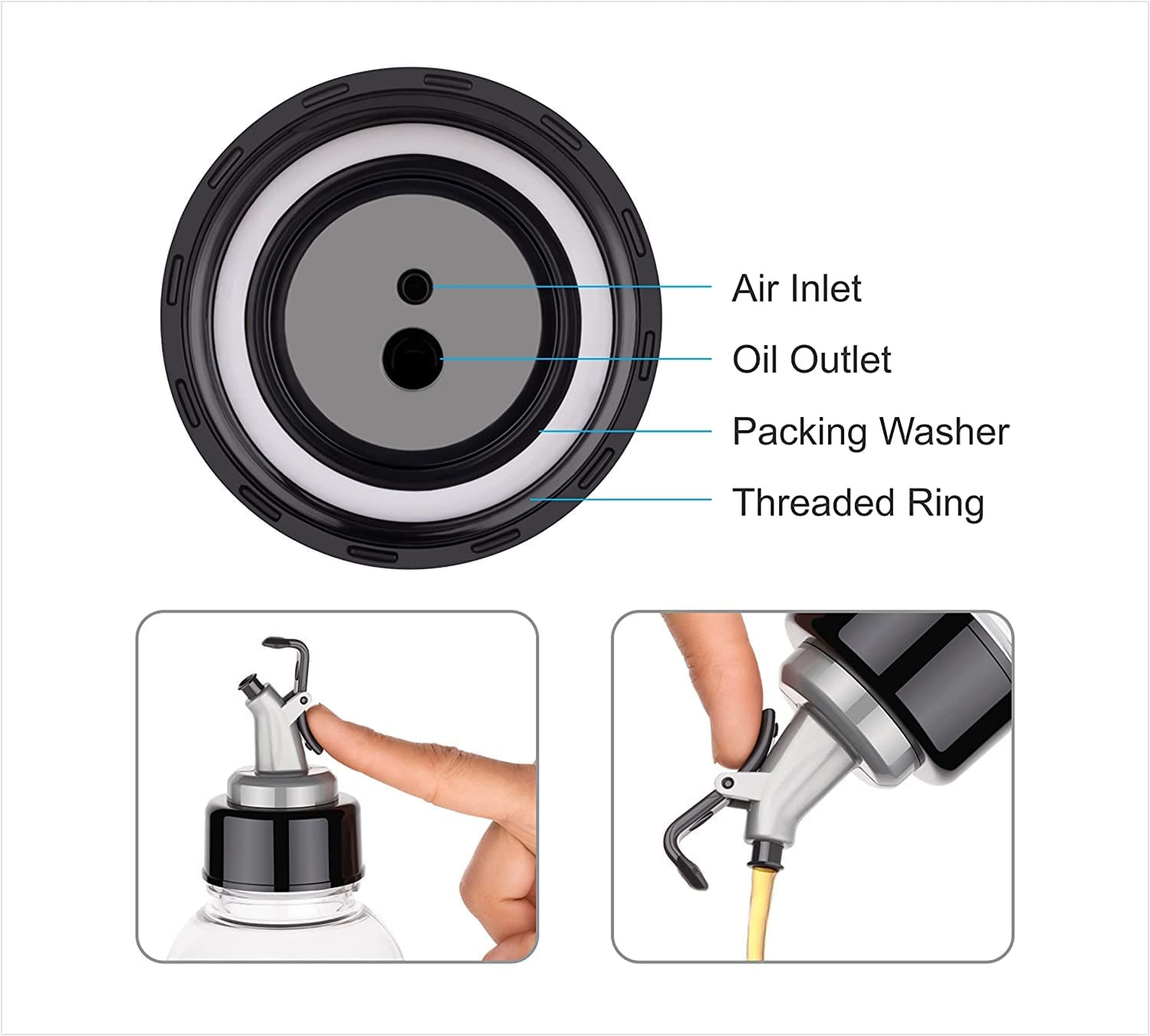 1000Ml Oil Dispenser For Cooking, Vinegar Bottle, Oil Pourer, Unbreakable Plastic Bottle (pack of 2 ) Transparent