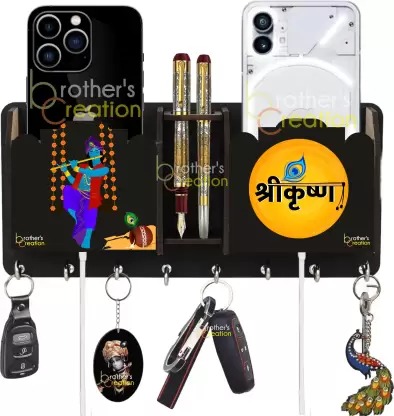 Kana Creation Wooden Pocket mobile and pen holder 8 Hook Wood Key Holder Wood Key Holder  (8 Hooks)