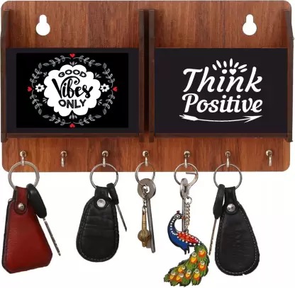 Kana Creation Beautiful Wooden key holder for home wall decoration Wood Key Holder  (7 Hooks,