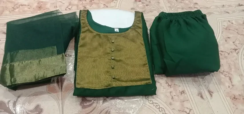 Women's Solid Cotton Festival Wear Regular Fantasy Straight Kurti Dupatta Set (K-E-203)