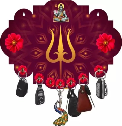 Kana Creation Lord shiva Beautiful Home Wooden Key Holder Wood Key Holder  (7 Hooks,