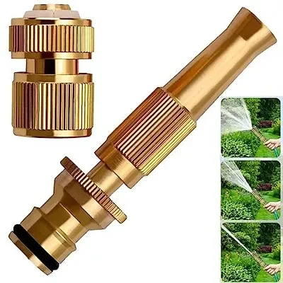 Sayeny Solid Brass Water Spray Nozzle for all Half inch hoses, Adjustable Water Jet Spray Gun, High Pressure, Wash Bike-Car-Pets, Garden, Half Inch UNIBODY, 1 Pc