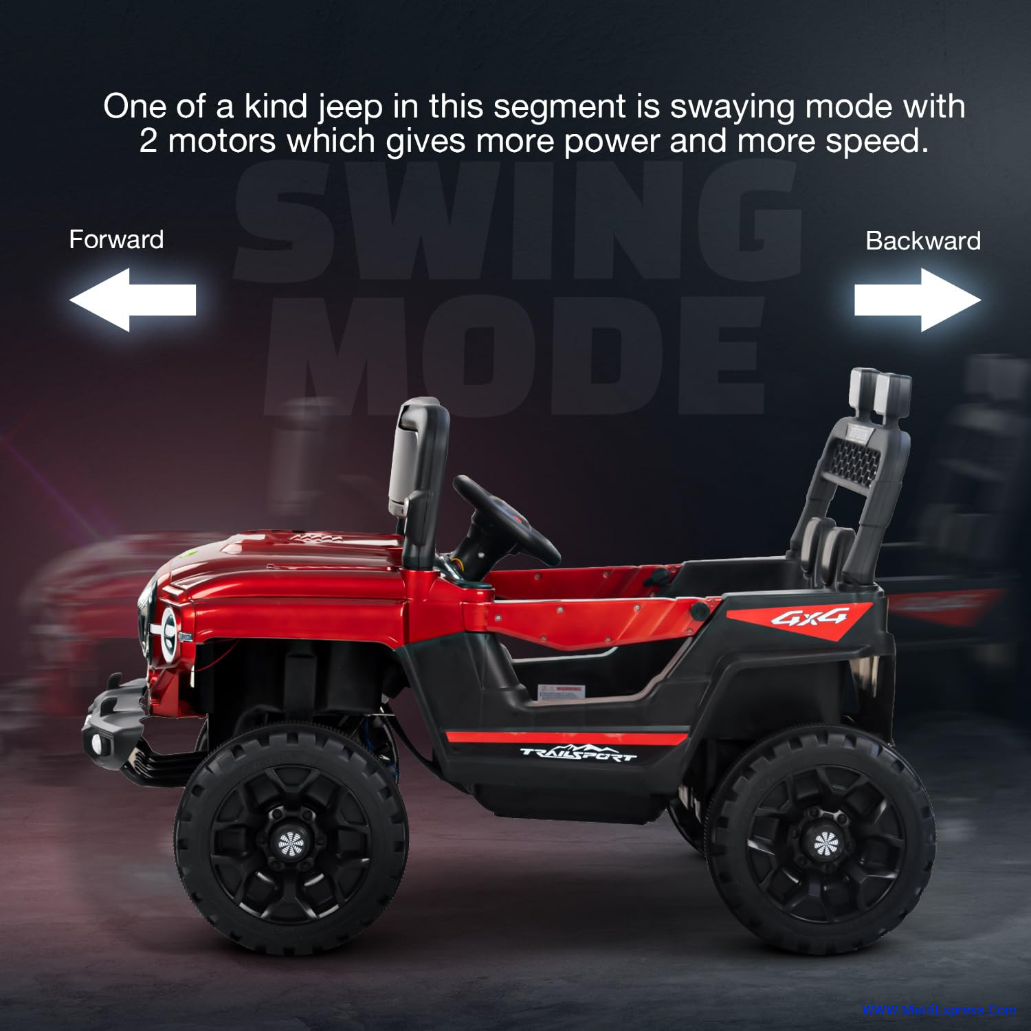 Sayeny Elento Battery Operated Ride on Electric Jeep Car for Kids | Ride on Baby Car with Music & USB, Kids Baby Big Car | Battery Operated Jeep Car for Kids to Drive 2 to 6 Years (Painted Red)