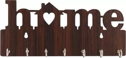 Kana Creation Home Sweet Home Beautiful Wooden Key Holder For Home Wood Key Holder  (7 Hooks, Multicolor)