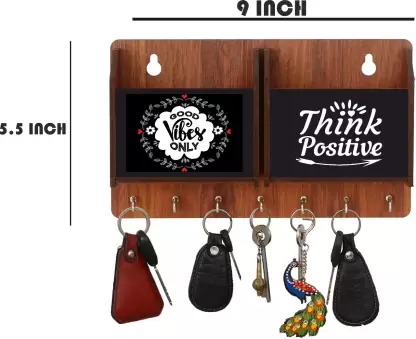 Kana Creation Beautiful Wooden key holder for home wall decoration Wood Key Holder  (7 Hooks,